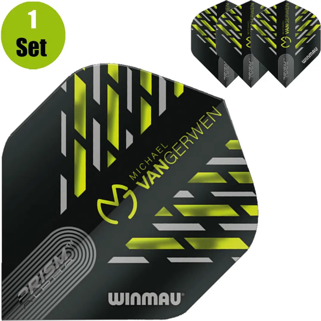 Winmau Michael van Gerwen Prism Alpha V3 Dart Flights - Groen/Zwart - 3 Stuks
