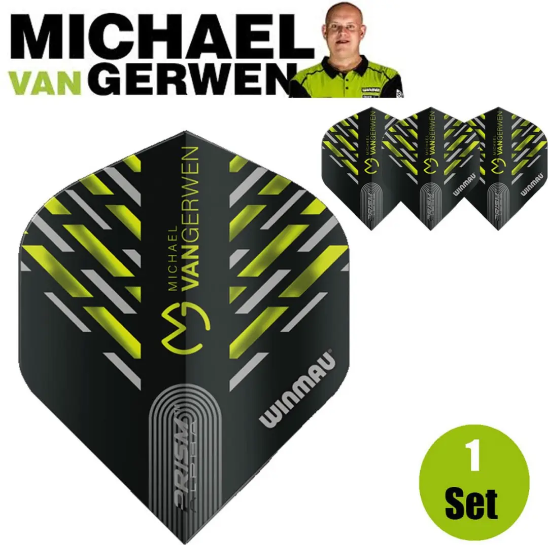 Winmau Michael van Gerwen Prism Alpha V3 Dart Flights - Groen/Zwart - 3 Stuks