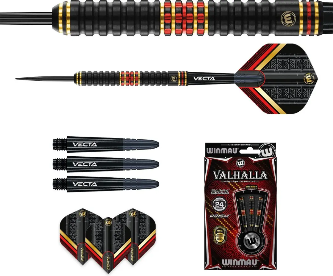 Winmau Valhalla Dual Core Dartpijlen - 3 Stuks - Goud/Zwart/Rood