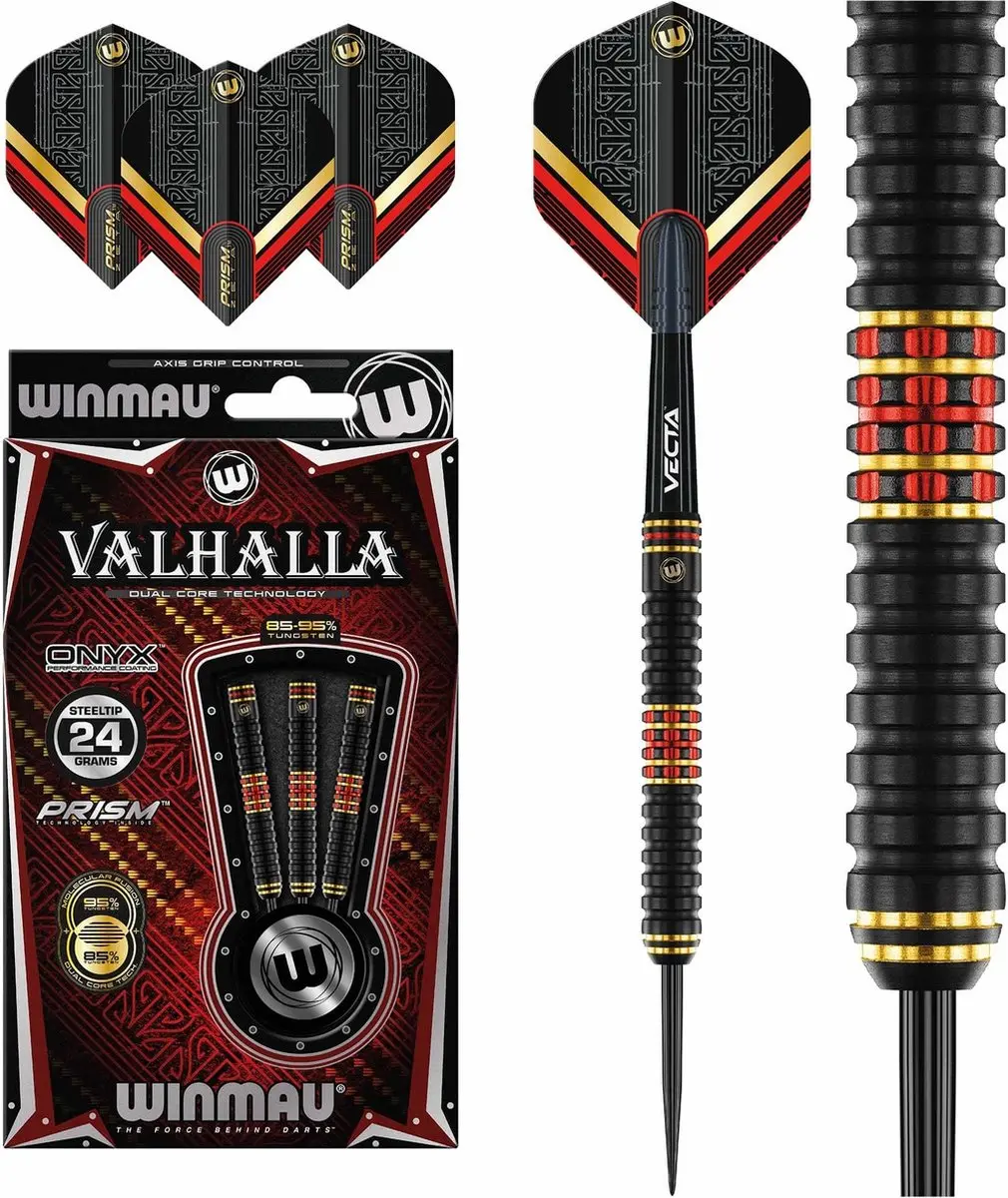 Winmau Valhalla Dual Core Dartpijlen - 3 Stuks - Goud/Zwart/Rood - afbeelding 6 van 6