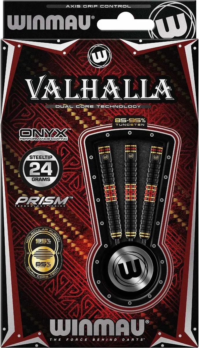 Winmau Valhalla Dual Core Dartpijlen - 3 Stuks - Goud/Zwart/Rood