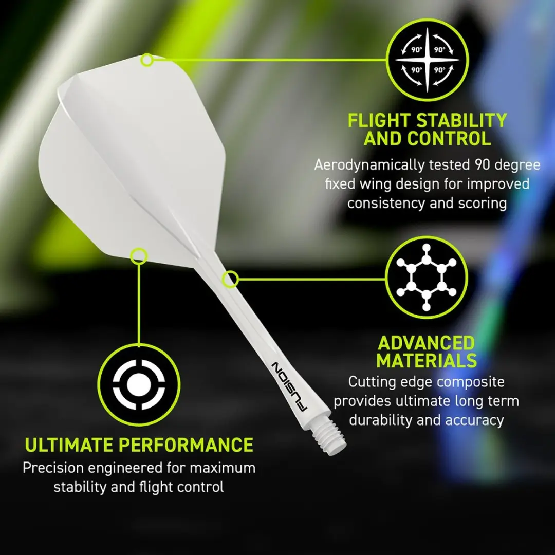 Winmau Fusion Integrated Flight & Shaft System No.6 Wit - 3 Stuks