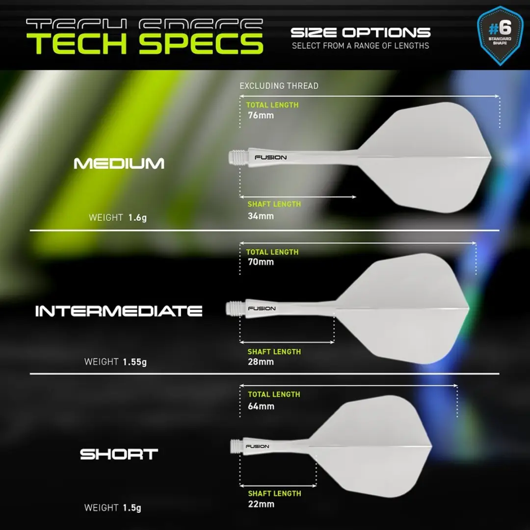 Winmau Fusion Integrated Flight & Shaft System No.6 Wit - 3 Stuks