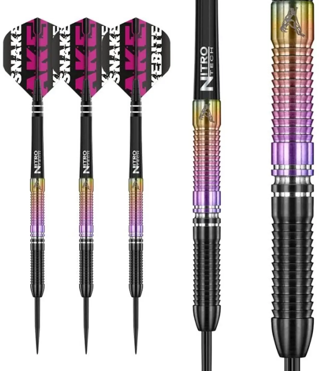 Red Dragon Peter Wright Snakebite Dartpijlen 3-delig - RegenboogZwartZilver