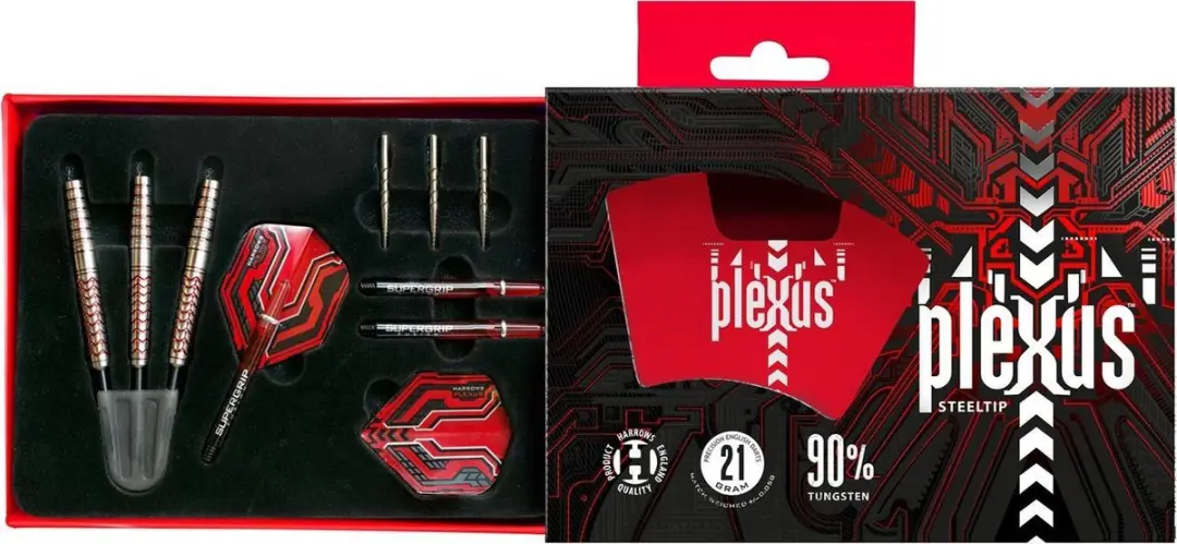 Harrows Plexus Steeltip 25gr - 3 Stuks - Zilver/Rood