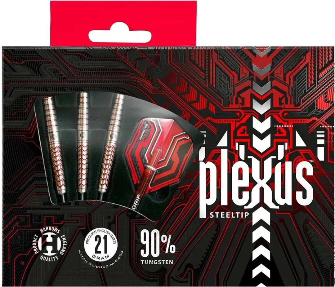 Harrows Plexus Steeltip 25gr - 3 Stuks - Zilver/Rood