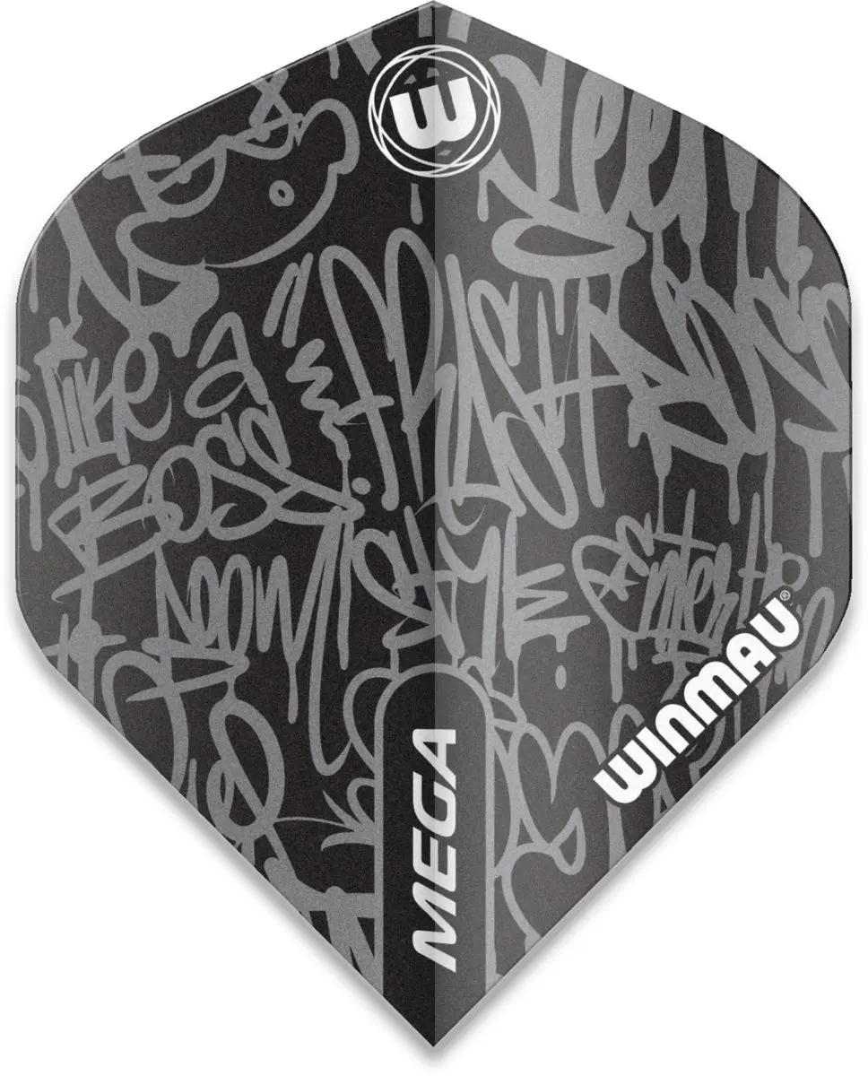 Winmau Mega Standard Graphic Black Dart Flights - 3 Stuks