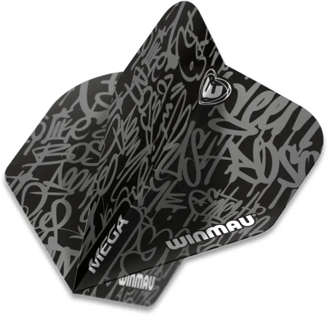 Winmau Mega Standard Graphic Black Dart Flights - 3 Stuks