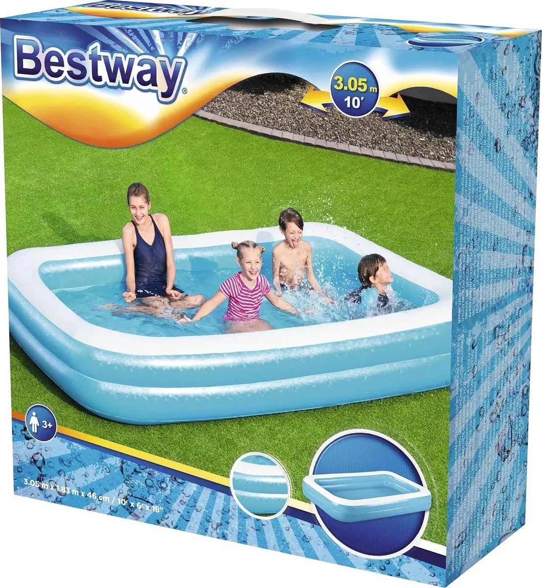 Bestway Familie Zwembad 305x183x46cm - Blauw/Wit - afbeelding 6 van 6