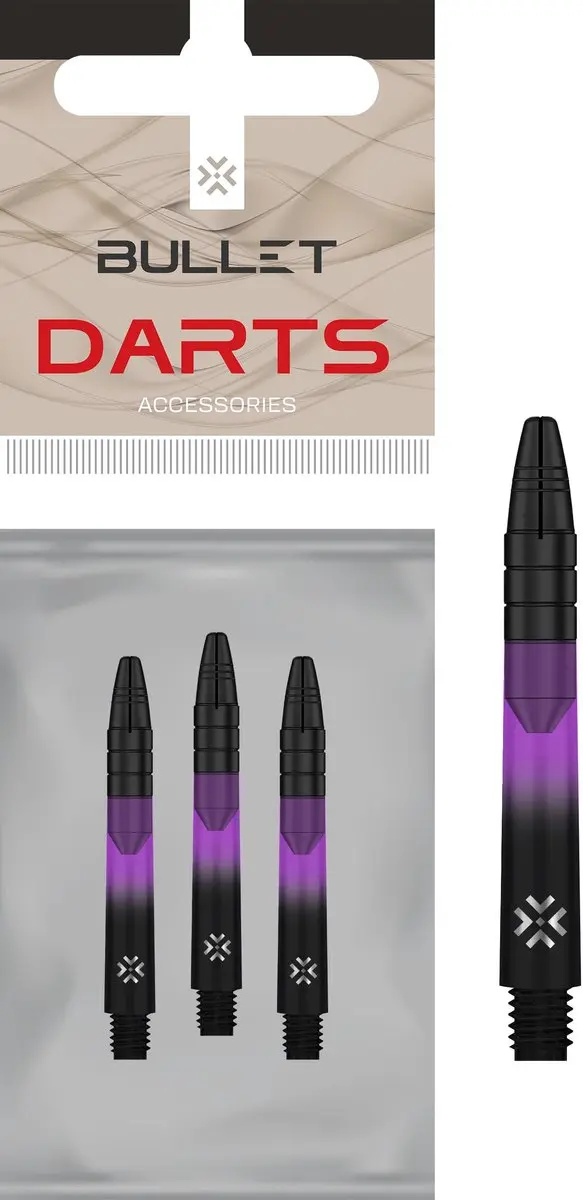 Bullet Shaft Alu HD 41mm - Paars/Zwarte Kop - 3 Stuks