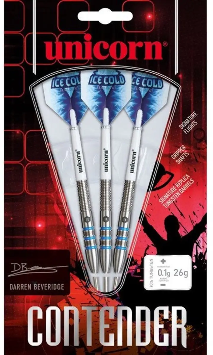 Unicorn Darren Beveridge 90% Dartpijlen - 3 Stuks - Zilver/Blauw - afbeelding 6 van 6