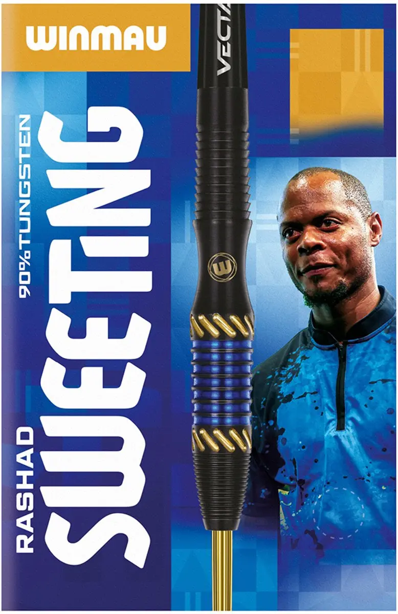 Winmau Rashad Sweeting 90% Dartpijlen - 3 Stuks - Blauw/Zwart/Goud