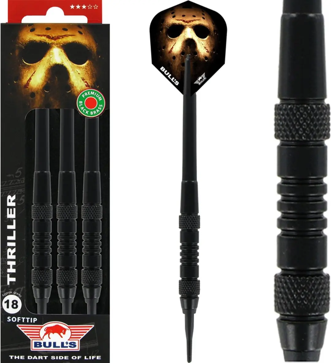 Bull's Thriller Black Brass Soft Tip Darts - 3 Stuks