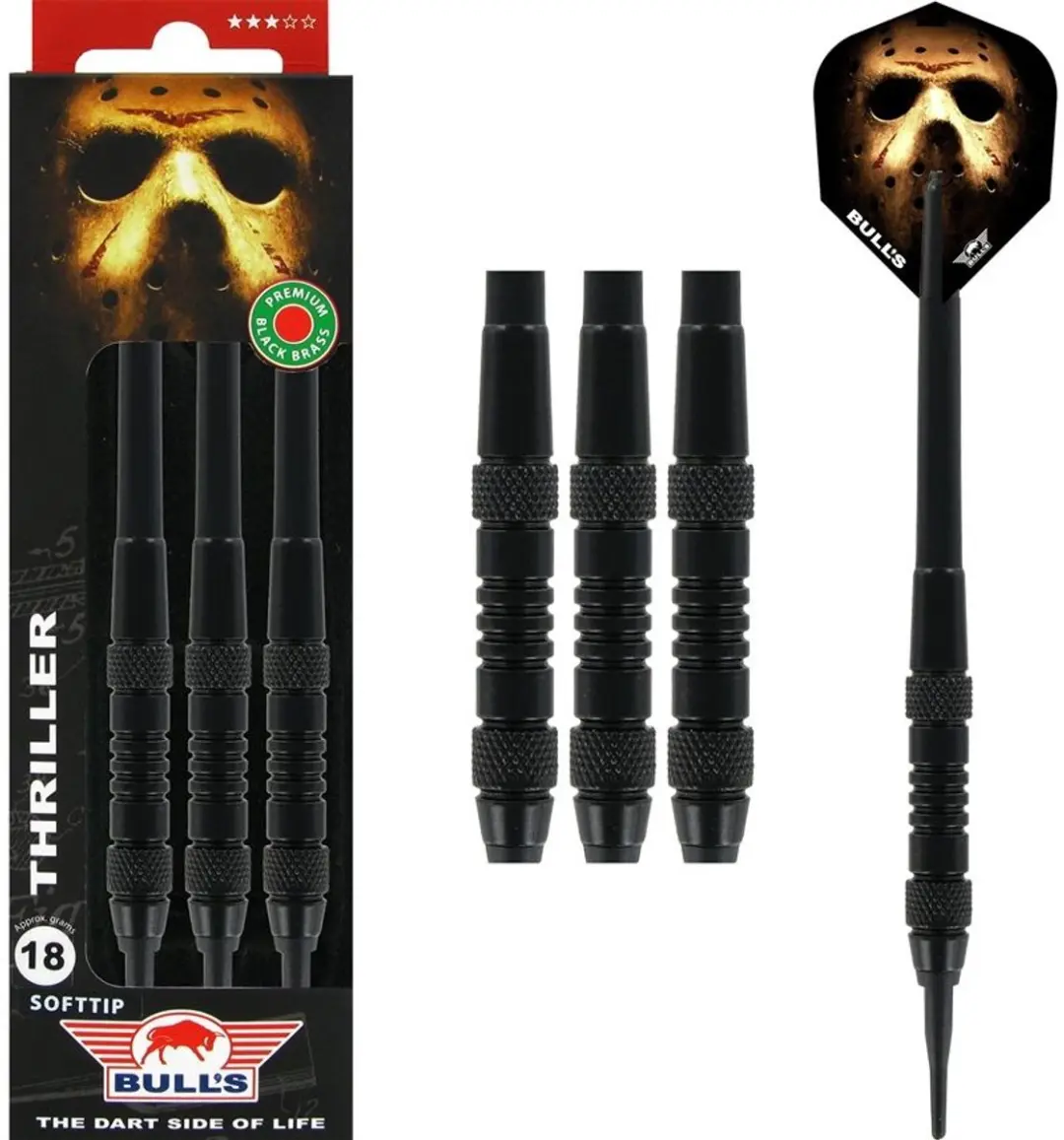 Bull's Thriller Black Brass Soft Tip Darts - 3 Stuks - afbeelding 6 van 6