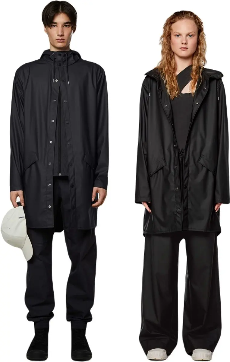 Rains Long Jacket Regenjas XS - Zwart