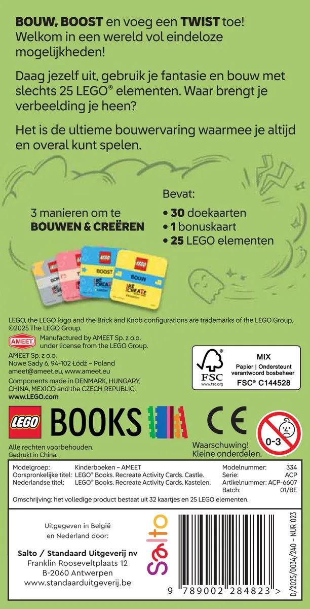 LEGO ReCreate Activity Cards Kastelen - 30 Kaarten + 25 Elementen