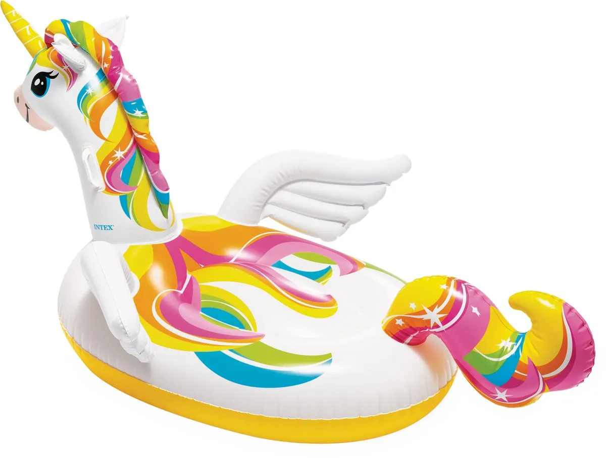 Intex Unicorn Opblaasfiguur 57561NP - 3+ jaar - Wit/Roze/Geel