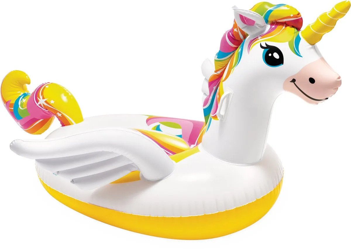 Intex Unicorn Opblaasfiguur 57561NP - 3+ jaar - Wit/Roze/Geel