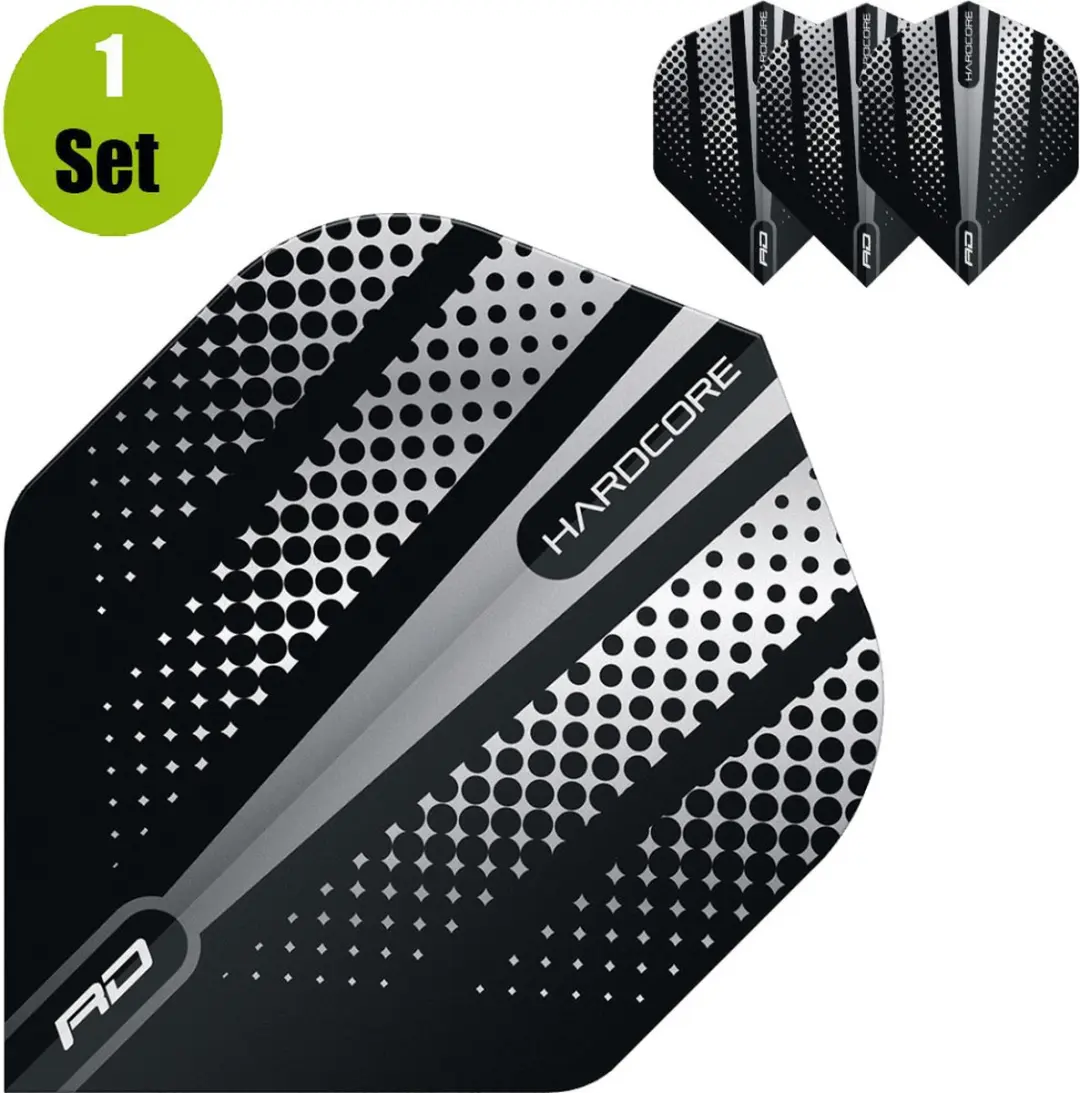 Red Dragon Hardcore Radical Black Flash Dart Flights - 3 Stuks