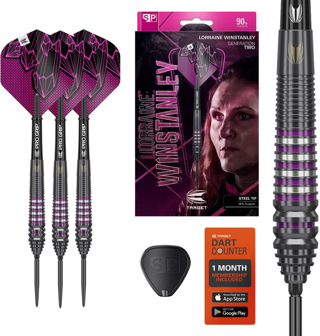 Target Lorraine Winstanley G2 Swiss Point Dartpijlen - 3 Stuks - Zilver/Zwart/Paars