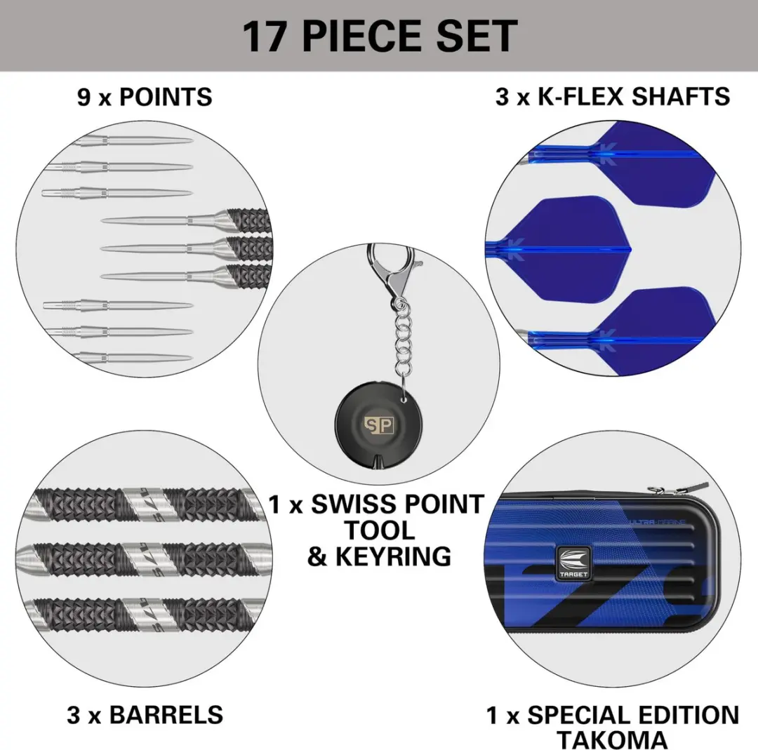Target Darts 975 Ultra Marine Steel Tip Set 3 Stuks - 97.5% Tungsten - Swiss Point Systeem