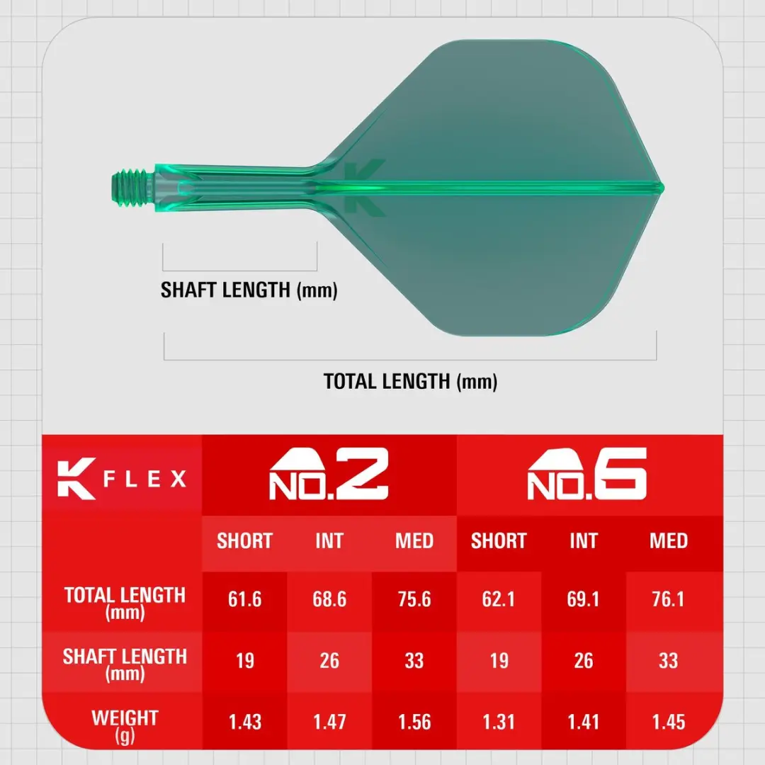 Target K-Flex Green NO2 Dart Flights Intermediate 26mm - 410032