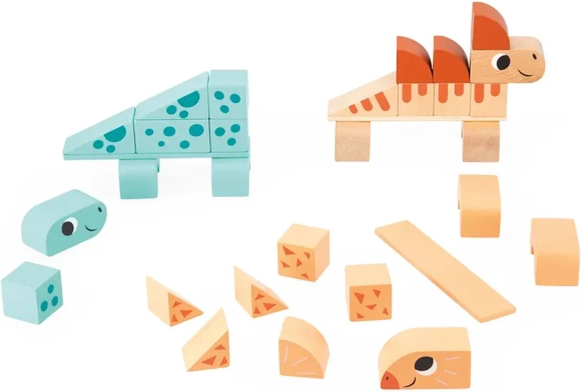 Janod Dino Cubicosaurus Blokkenset - 2 Stukken - Multicolor