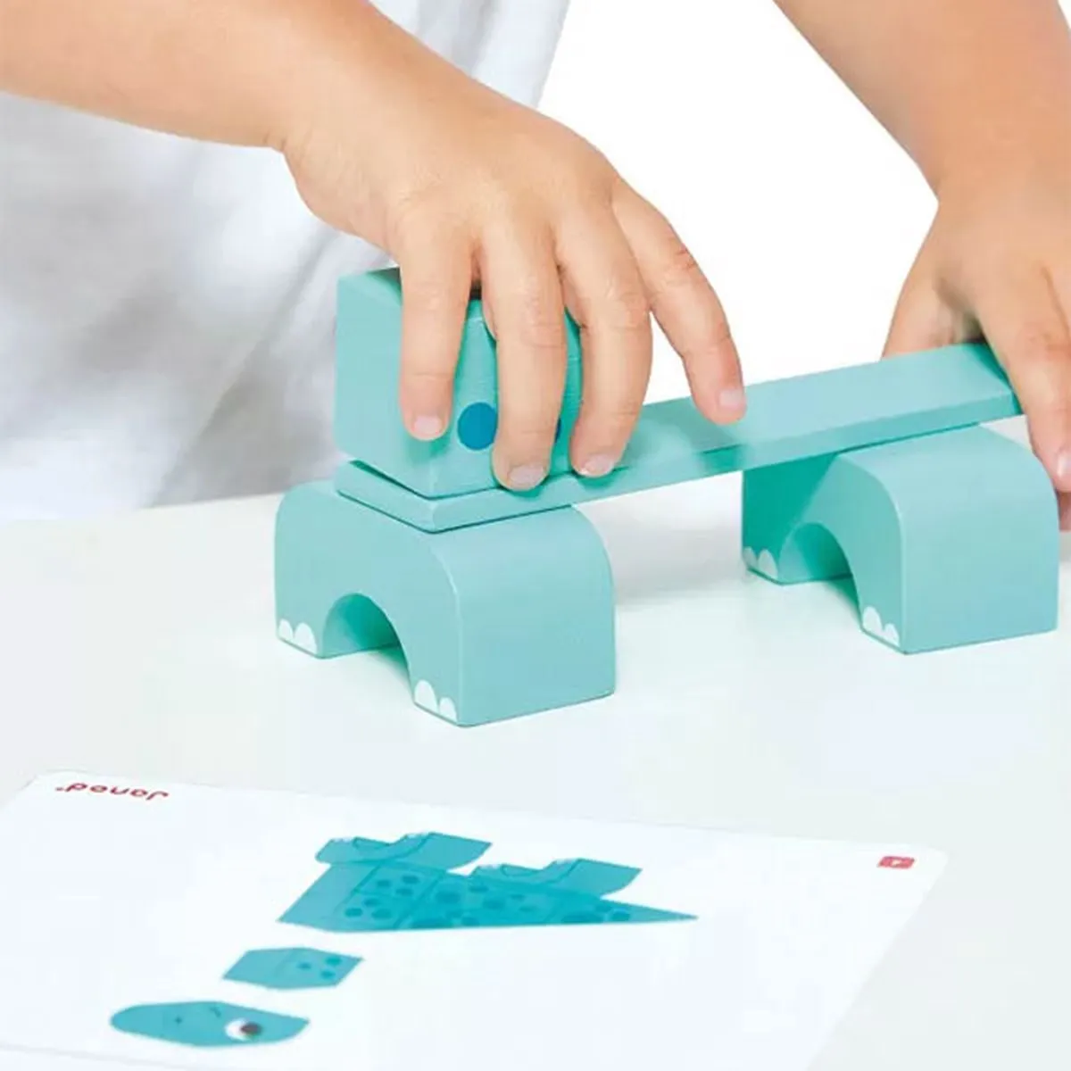 Janod Dino Cubicosaurus Blokkenset - 2 Stukken - Multicolor - afbeelding 6 van 6