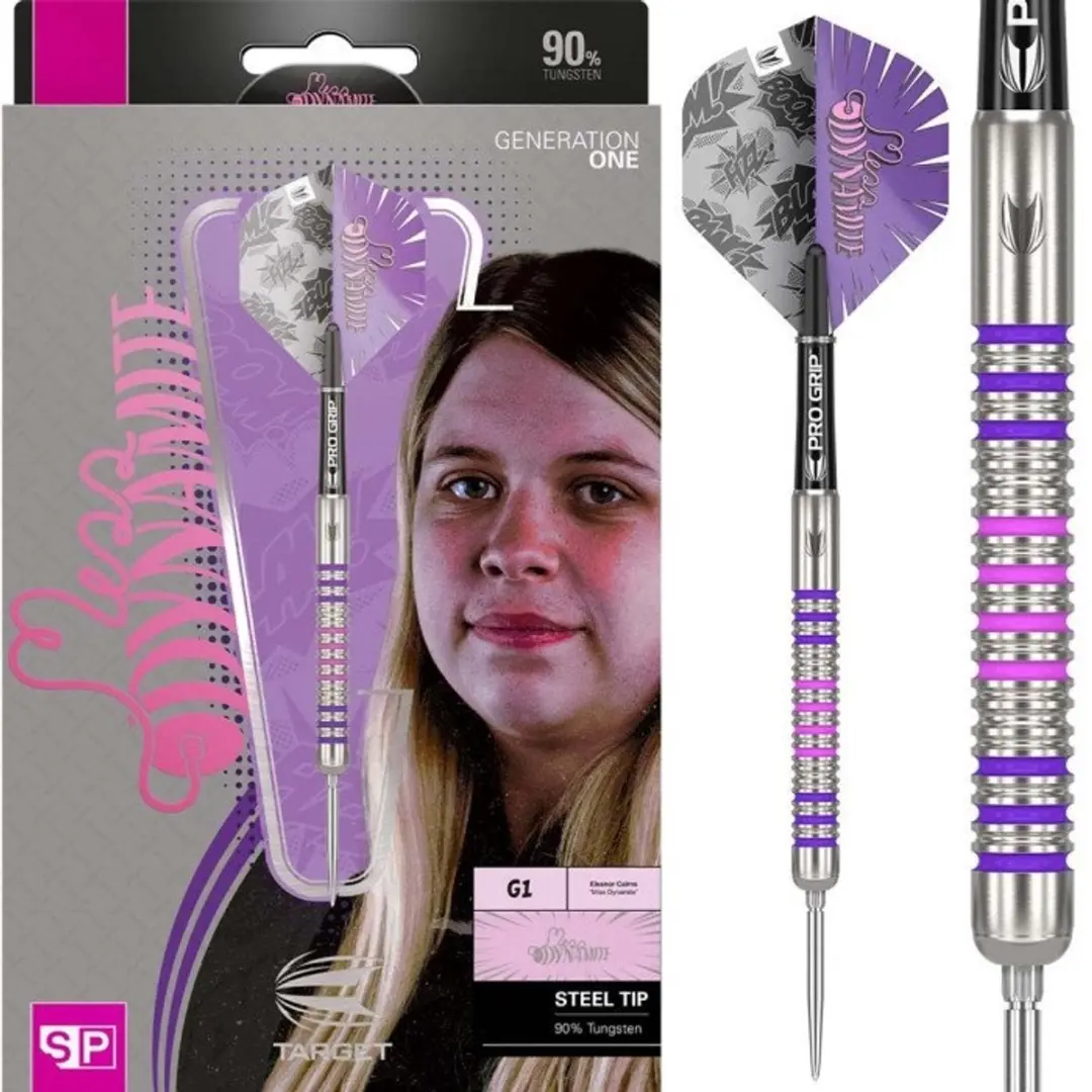 Target Eleanor Cairns 90% Swiss Point Dartpijlen - 3 Stuks - Paars/Roze/Zilver