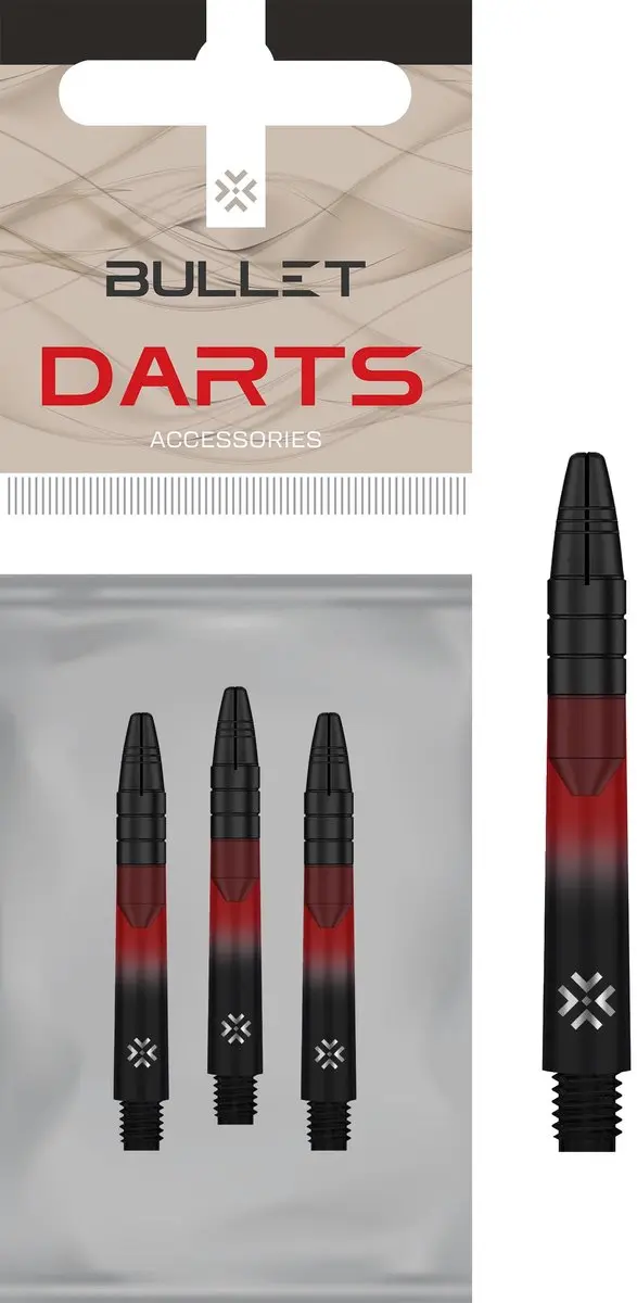 Bullet Shaft Alu HD 28mm - Rood/Zwart - 3 Stuks