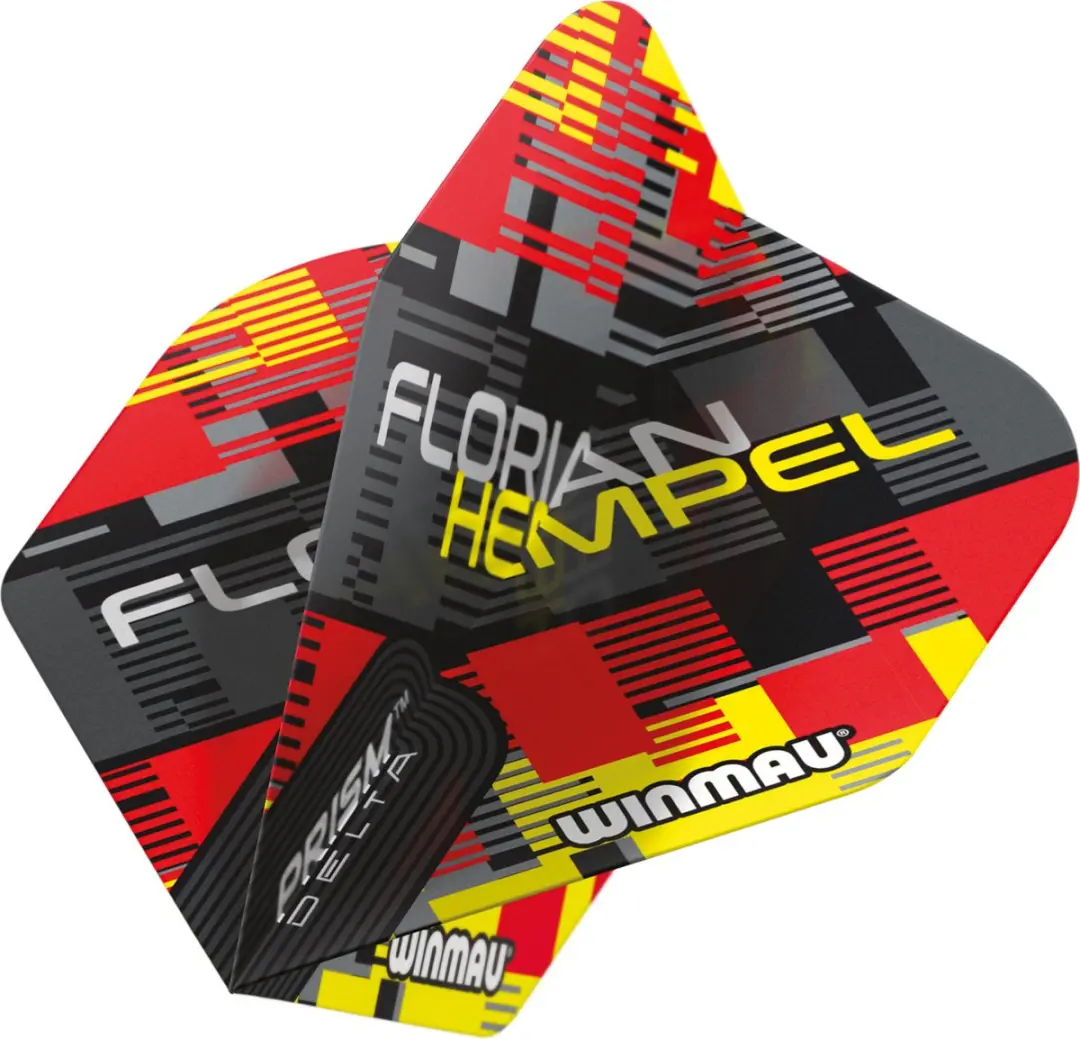 Winmau Prism Delta Hempel Dart Flights 3 Stuks - Geel/Grijs/Rood/Zwart