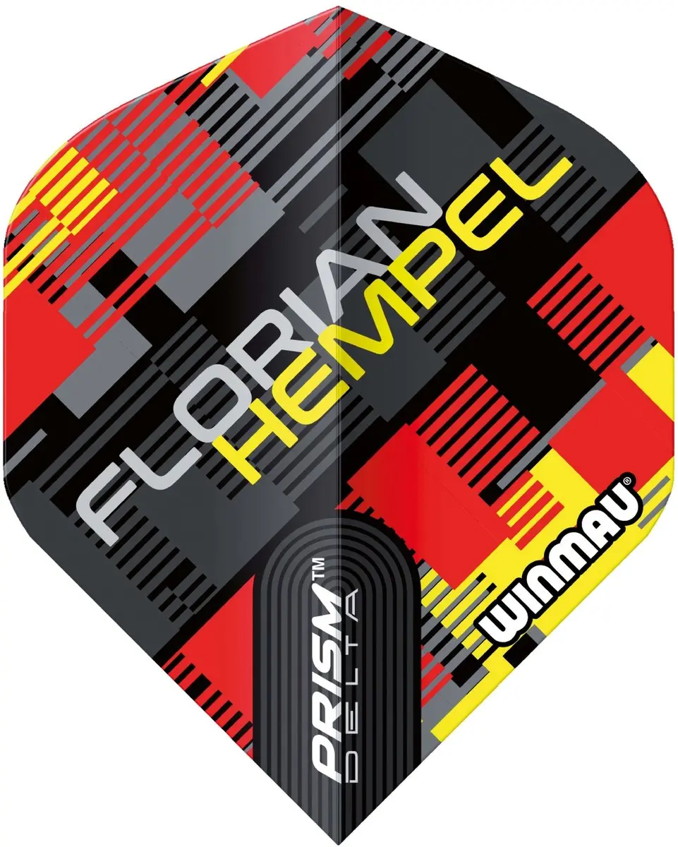 Winmau Prism Delta Hempel Dart Flights 3 Stuks - Geel/Grijs/Rood/Zwart