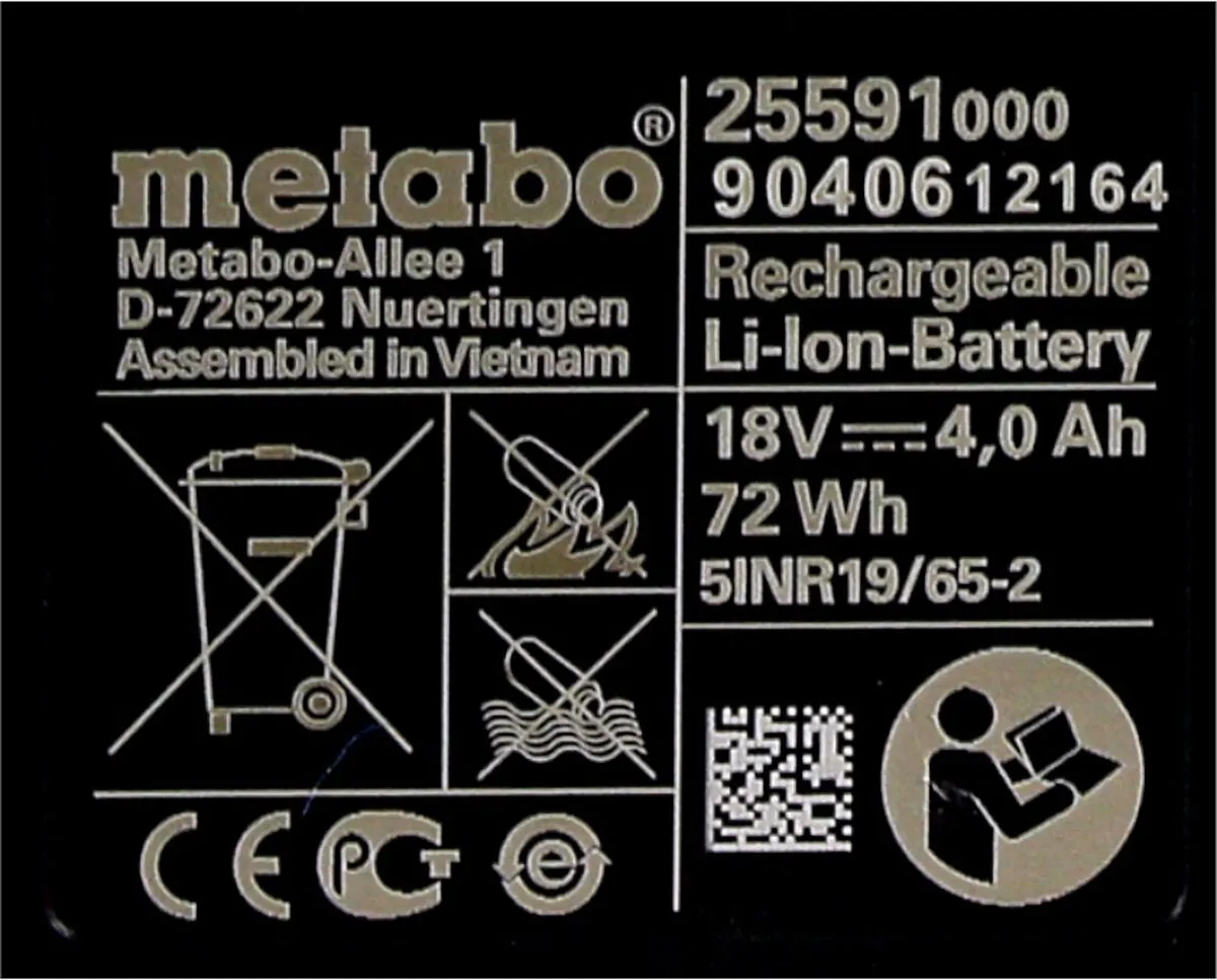Metabo Li-Power 18V 4.0Ah CAS Accupack - 4x 625591000