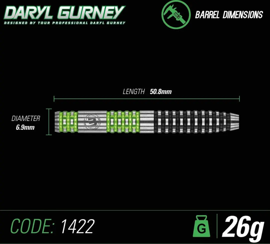 Winmau Daryl Gurney 90% Special Edition Dartpijlen - 3 Stuks - Groen/Zwart