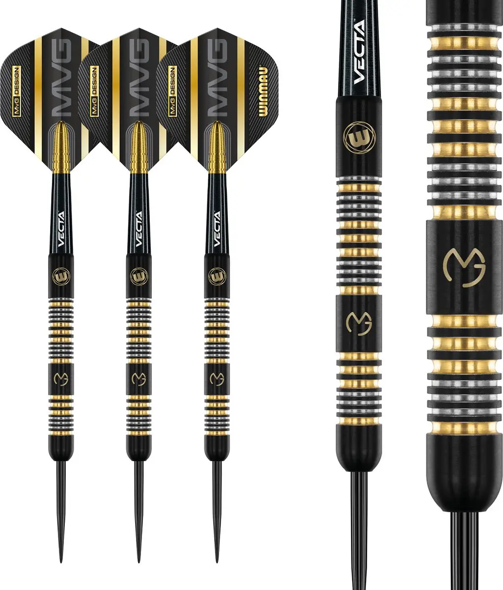 Winmau Michael van Gerwen Trilogy 90% Dartpijlen - 3 Stuks - Zwart/Goud
