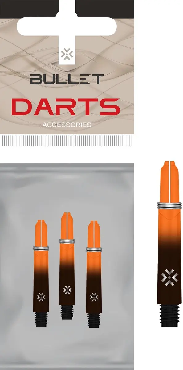 Bullet Shafts 35mm - Zwart/Oranje - 3 Stuks