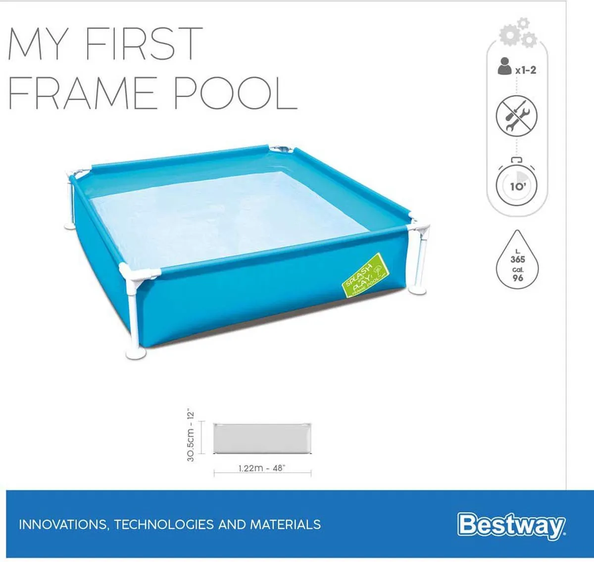 Bestway My First Frame Zwembad 122x122x30,5cm - Grijs
