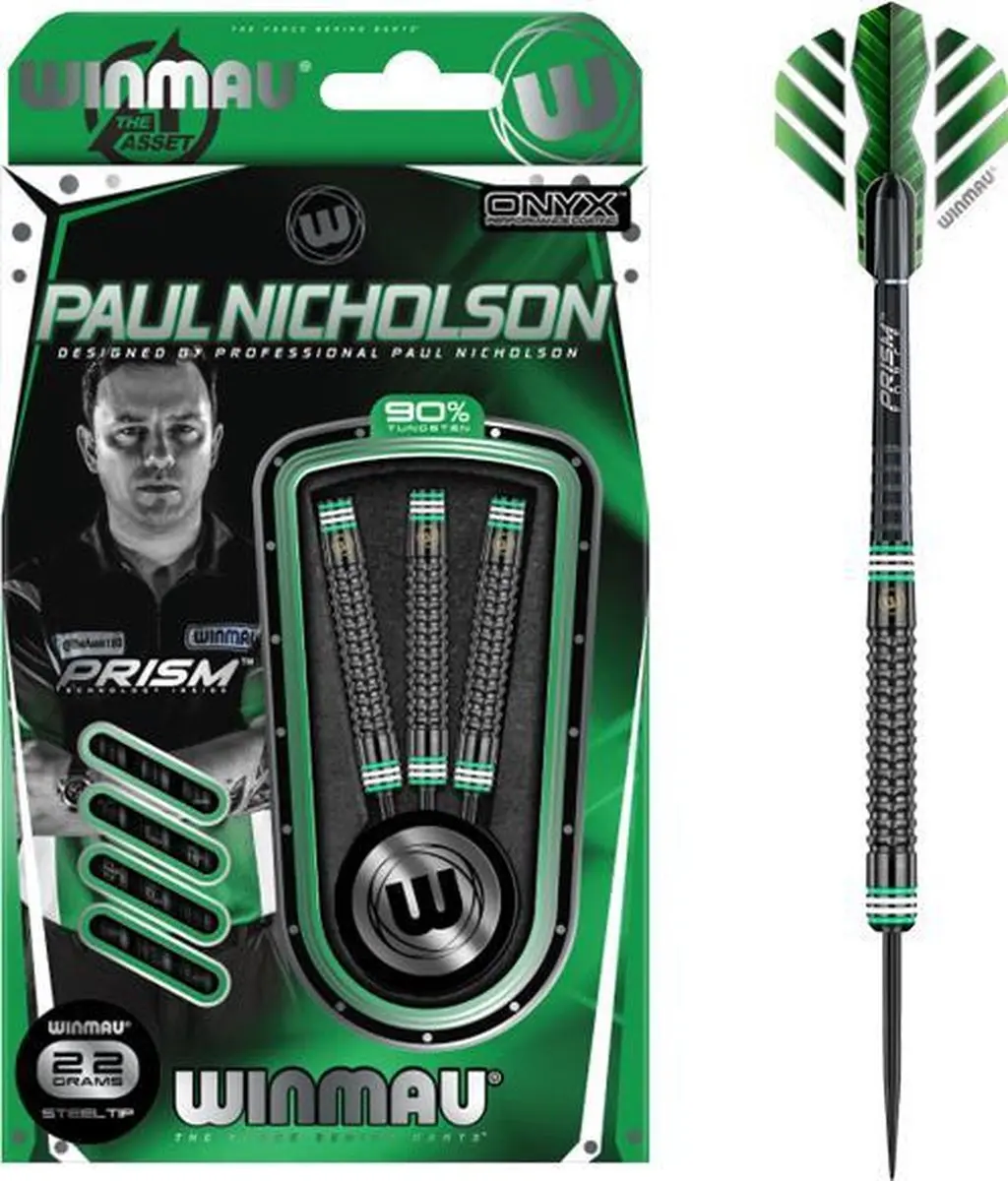 Winmau Paul Nicholson 90% Onyx Dartpijlen 22g - 3 Stuks