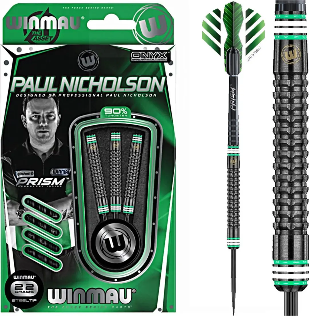 Winmau Paul Nicholson 90% Onyx Dartpijlen 22g - 3 Stuks