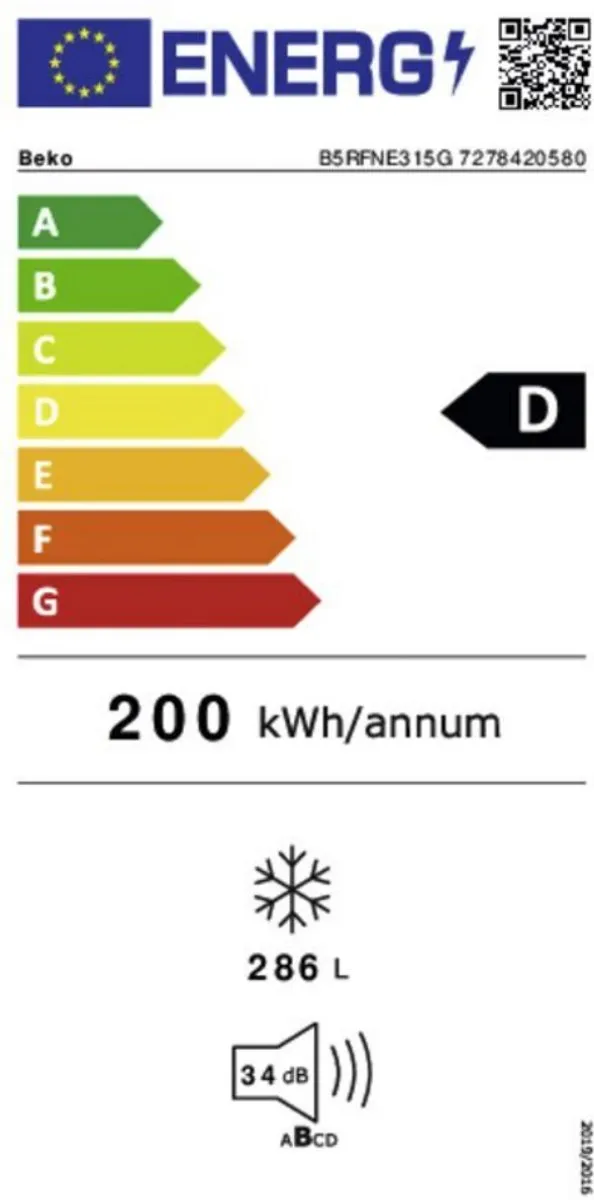 Beko B5RFNE315G Vrieskast Vrijstaand 286L - No-frost - Grijs