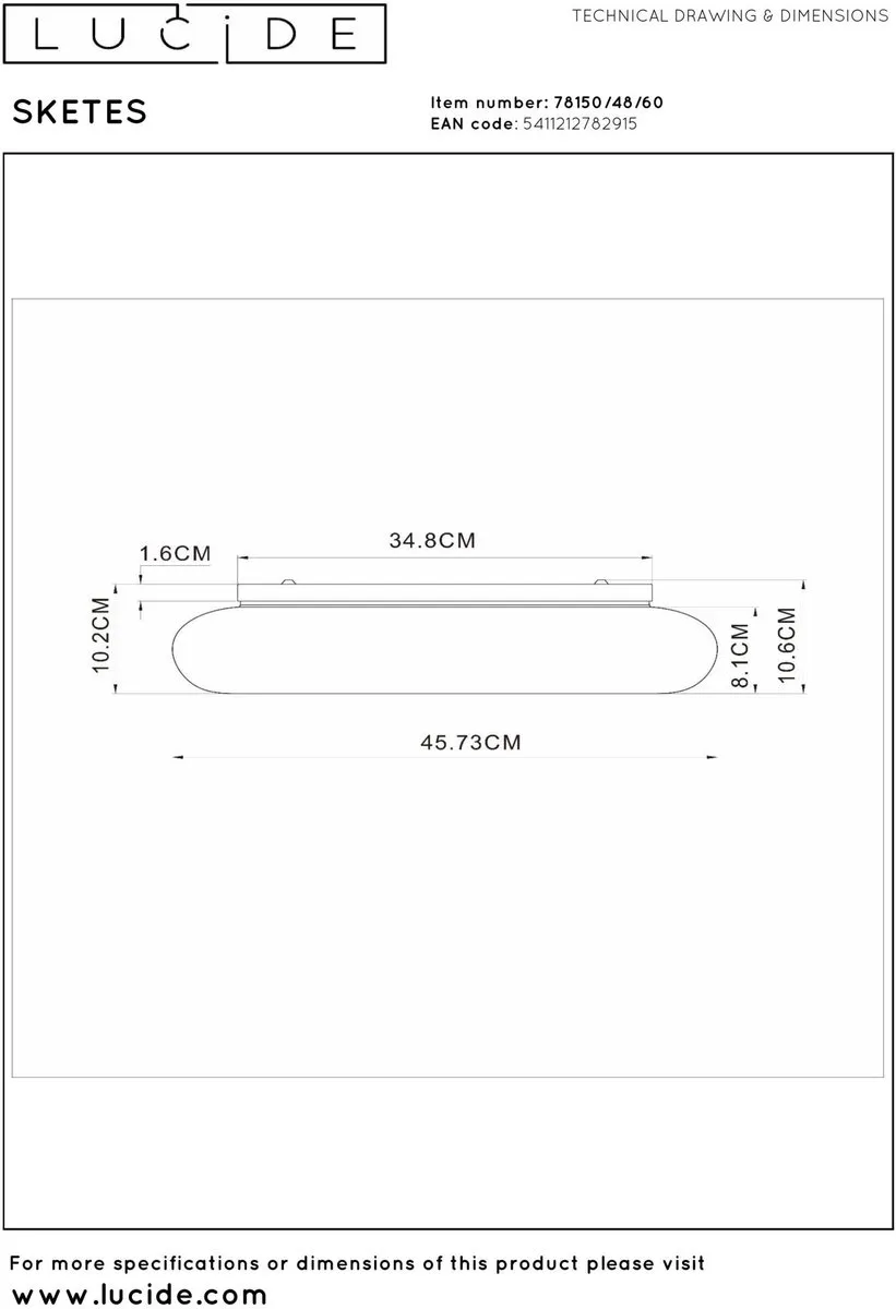 Lucide SKETES Plafonnière Ø45,7cm - LED Dimbaar 2700K/4000K - Transparant