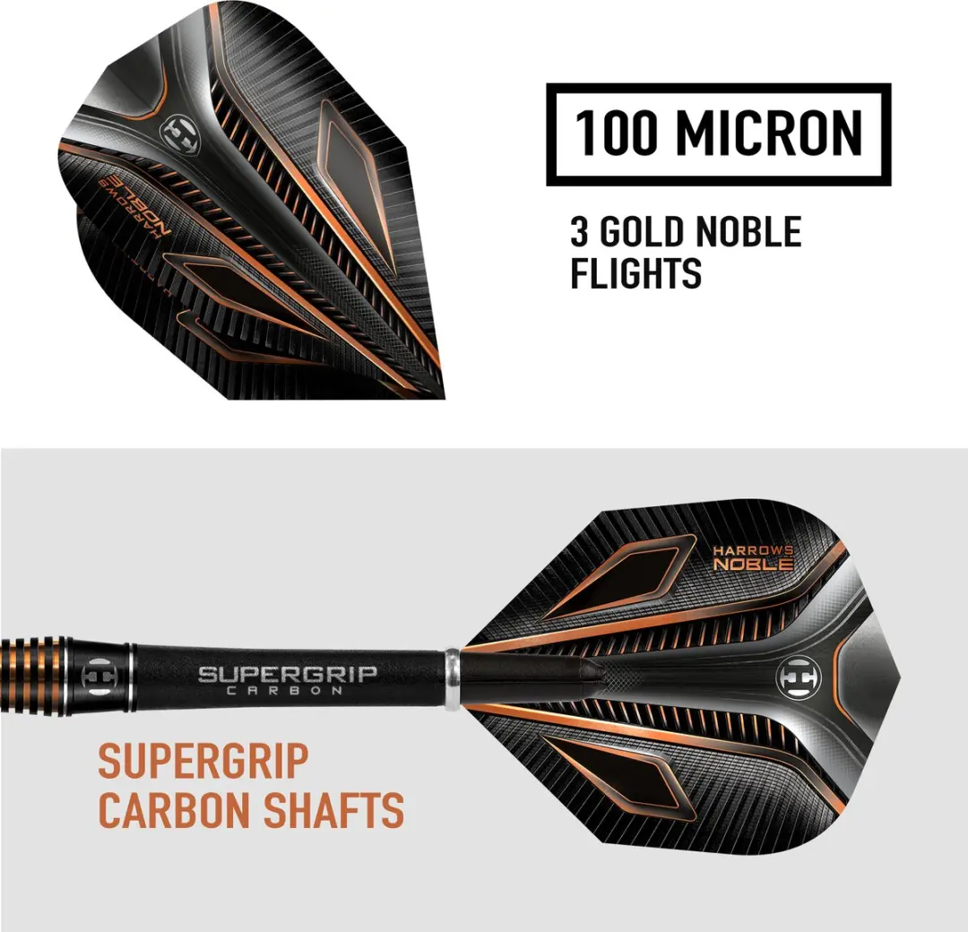 Harrows Noble 90% Tungsten 22gr - 3 Stuks - Zwart/Oranje