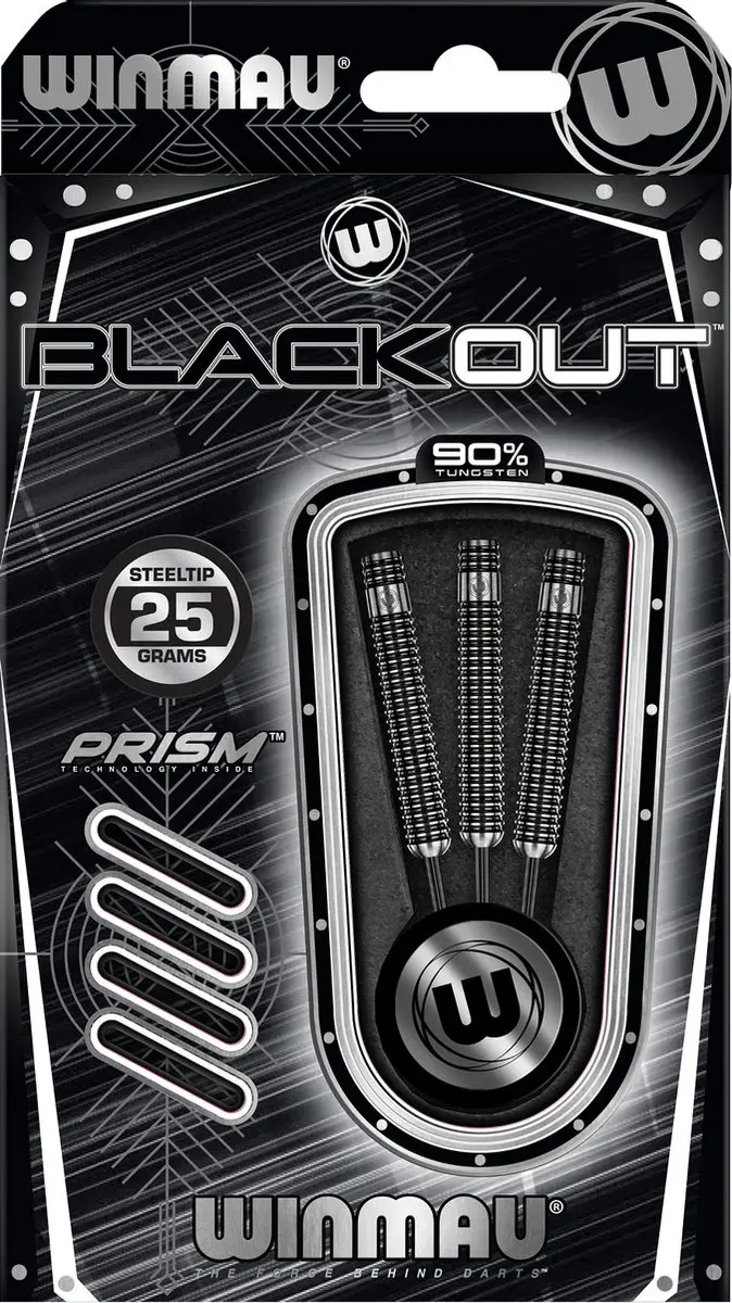 Winmau Blackout 1 Dartpijlen - 3 Stuks - Zwart/Zilver