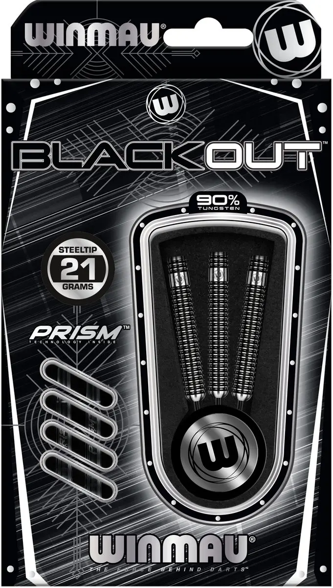 Winmau Blackout 1 Dartpijlen - 3 Stuks - Zwart/Zilver