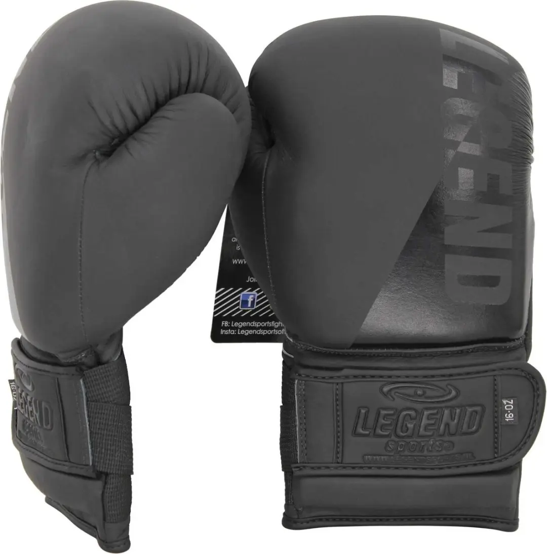 Legend Wrist Lock Bokshandschoenen 12 oz - Mat Zwart Leer - afbeelding 6 van 6