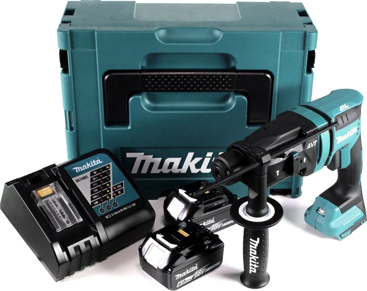 Makita DHR182RGJ Accu-boorhamer 18V SDS-plus - 1,7J - 2x 6,0Ah + Oplader + Makpac - afbeelding 2 van 5