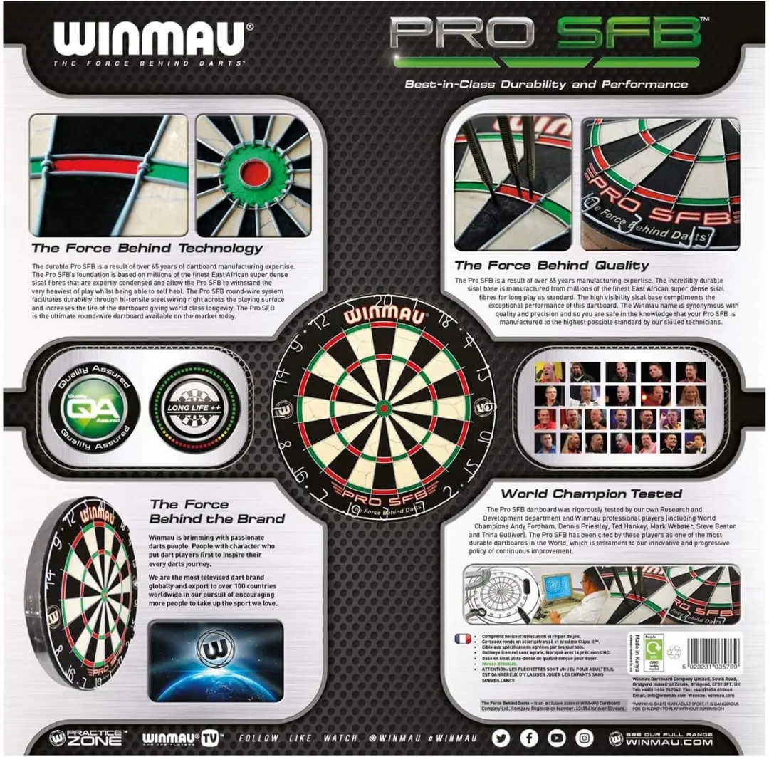 Winmau PRO-SFB Dartbord 45cm - Toernooiformaat Sisal