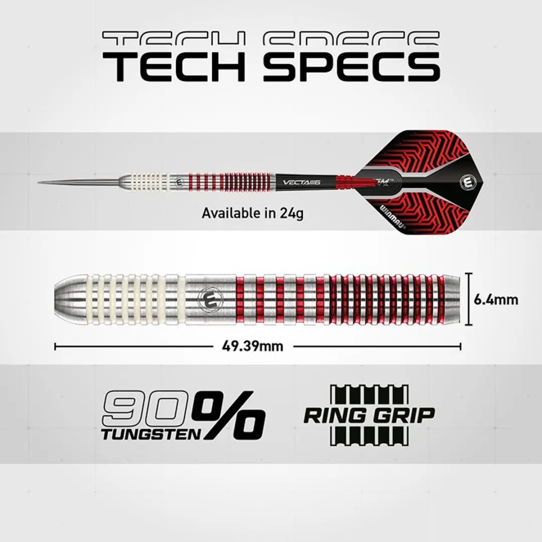 Winmau Team 360 Jack Johnson Dartpijlen 3 Stuks - Wit/Zilver/Rood