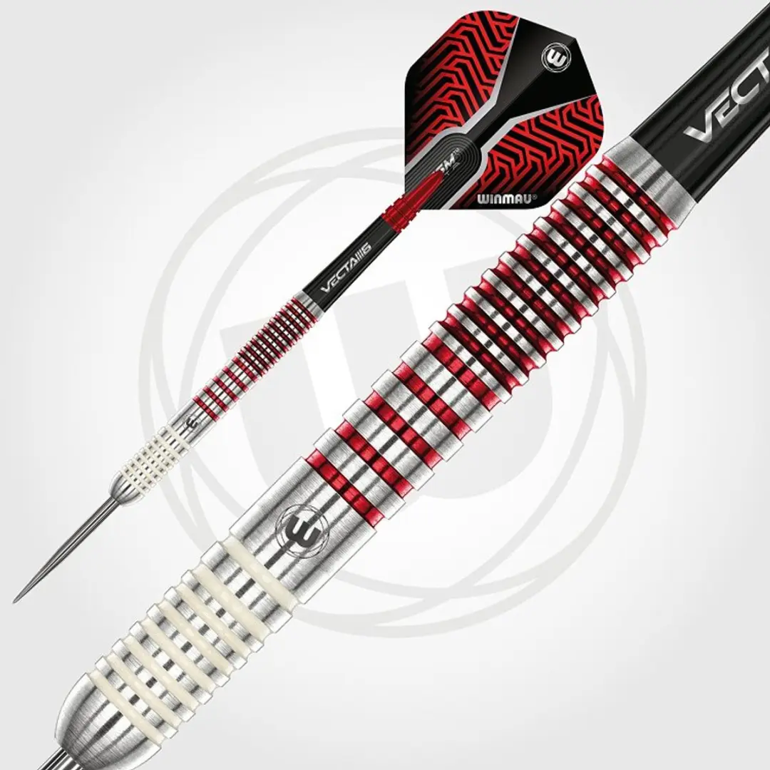 Winmau Team 360 Jack Johnson Dartpijlen 3 Stuks - Wit/Zilver/Rood