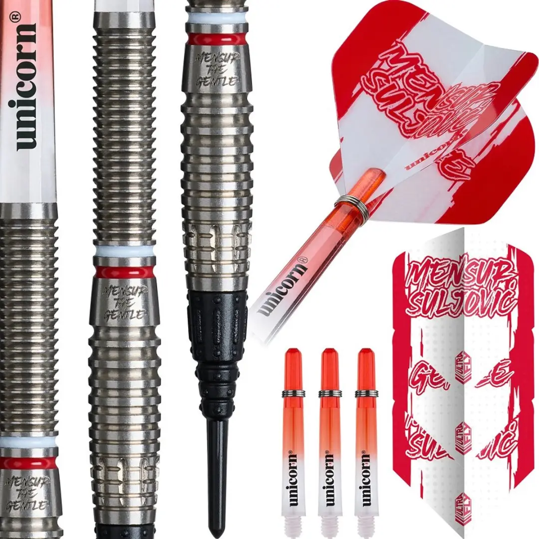 Unicorn Mensur Suljovic 80% Soft Tip Darts - 3 Stuks - Zilver
